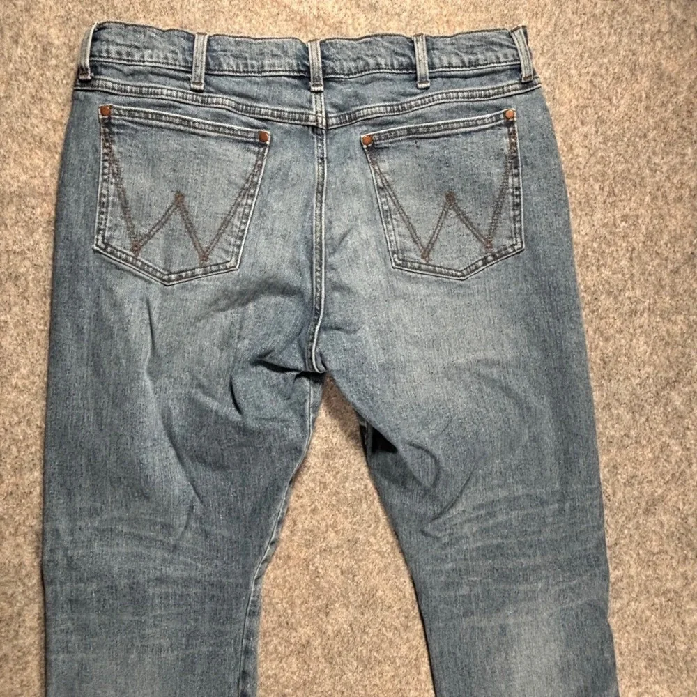 Wrangler Slim Straight Jeans Mens Blue Denim Size 38x32 Cowboy Western Rodeo vtg